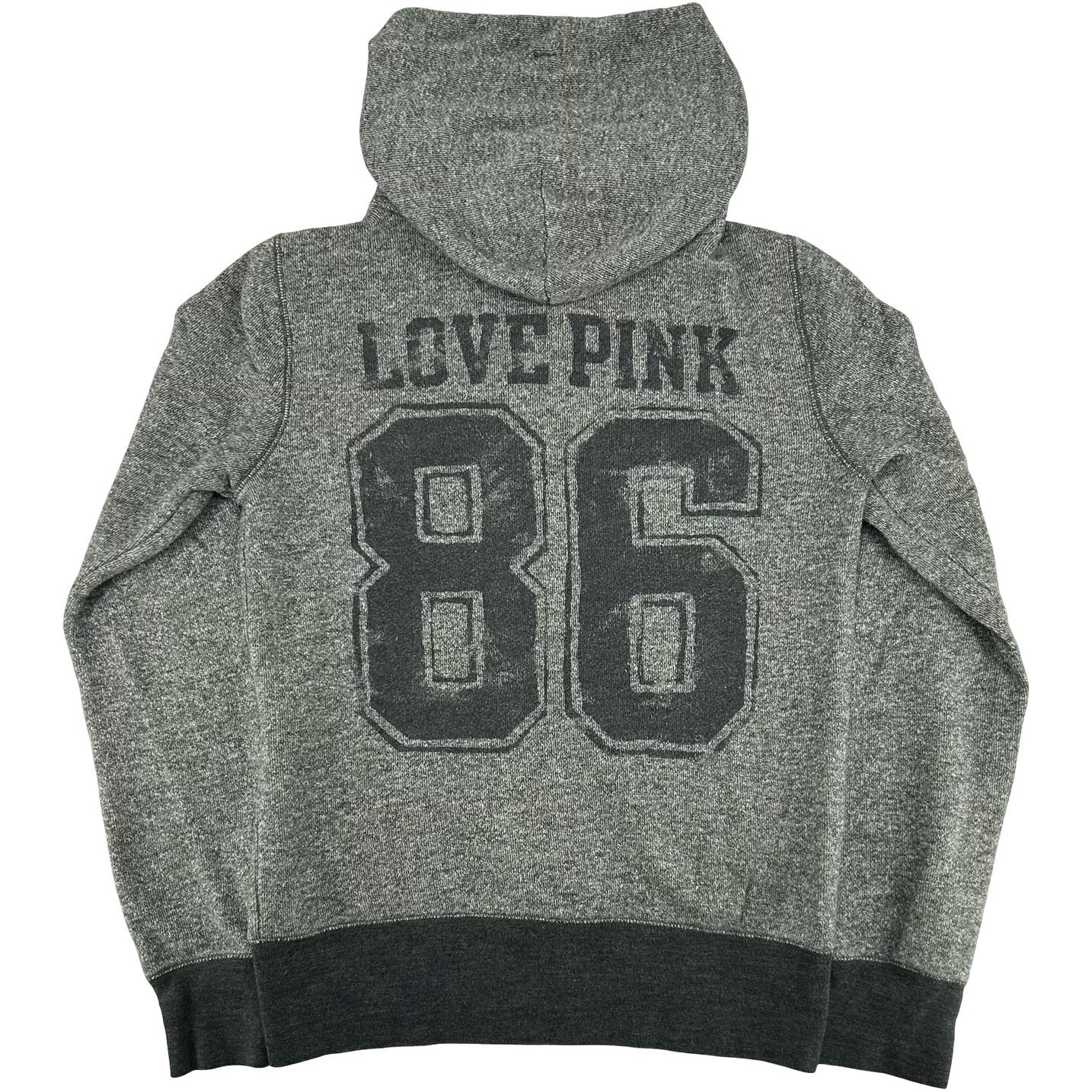 Vintage Y2k Womens Grey Victoria's Secret Pink Dog 86 Zip Hoodie Sweatshirt Sz L